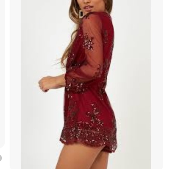 🎉 Host Pick🎉 Showpo. What Comes Around Sequin Playsuit in Wine Size 8 - Picture 3 of 10